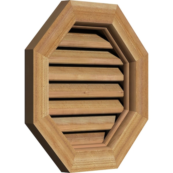 Octagonal Gable Vent Functional, Western Red Cedar Gable Vent W/ Brick Mould Face Frame, 24W X 24H